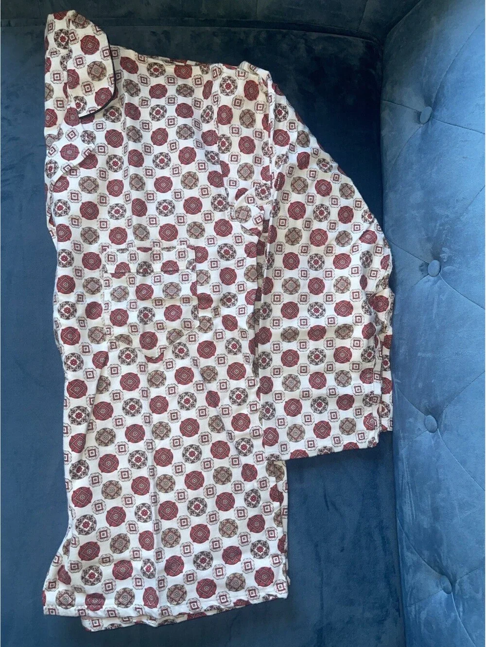 Vintage 1960s Sears Easy Care Men’s Pajama SET B Med Cotton Medallion Print PJs